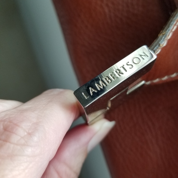 Lamberston Truex camel colored leather shoulder bag - Picture 6 of 15